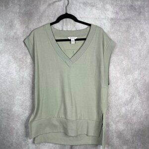 Athleta Retroterry V-Neck Sweatshirt Tee In Fern Green Women's Size M